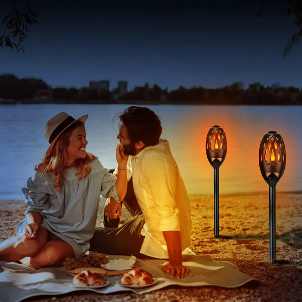 LED Flame Speakers Torch Wireless Speaker Waterproof Stereo Bass Speaker Outdoor Light-Up Speaker Atmosphere LED Flickers Night Light Patio Stake Lights Lantern For Party Camping