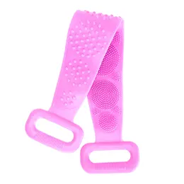 Silicone Back Scrubber Belt For Shower Exfoliating Foaming Body Wash Strap Brush Bristles Massage Dots With Adhesive Hook