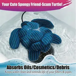 Stingray Turtle Design Floating Scum Cleaner, 3D Honeycomb Mesh Washable Reusable Sponge For Hot Tub Spa Pool Bathtub, Effectively Absorbs Oils Scum, Maintains Water Clarity And Extends Filter Life