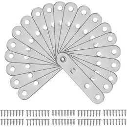 20 Stainless Steel Straight Clamps, Sturdy Flat Brackets For Wood Panels, Repairs, Joining, Furniture Brackets, With 80 Screws