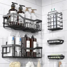 Product image of 5-Piece Adhesive Stainless Steel Shower Caddy Set, No-Drill