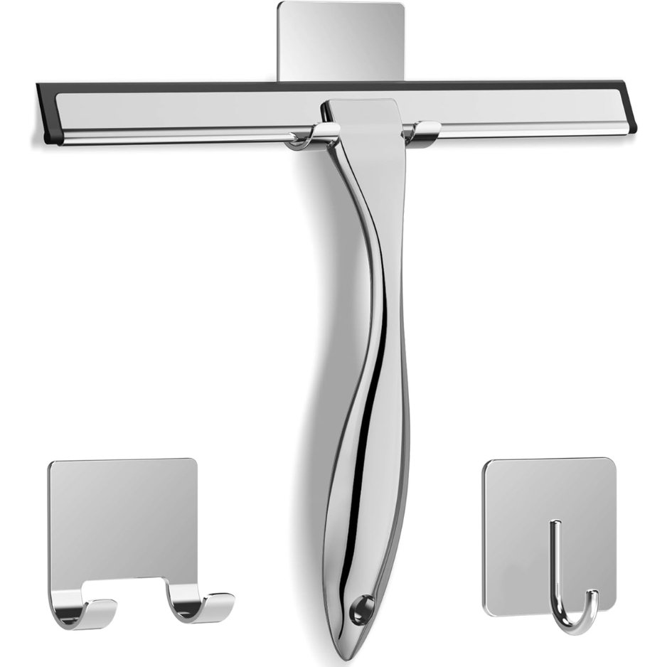 Main product image of 10 Inch Stainless Steel Squeegee, Includes 2 Adhesive Hooks