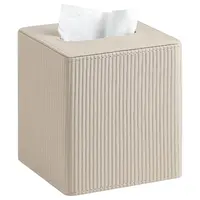 Product image of Beige PU Leather Square Tissue Box Cover, Napkin Dispenser