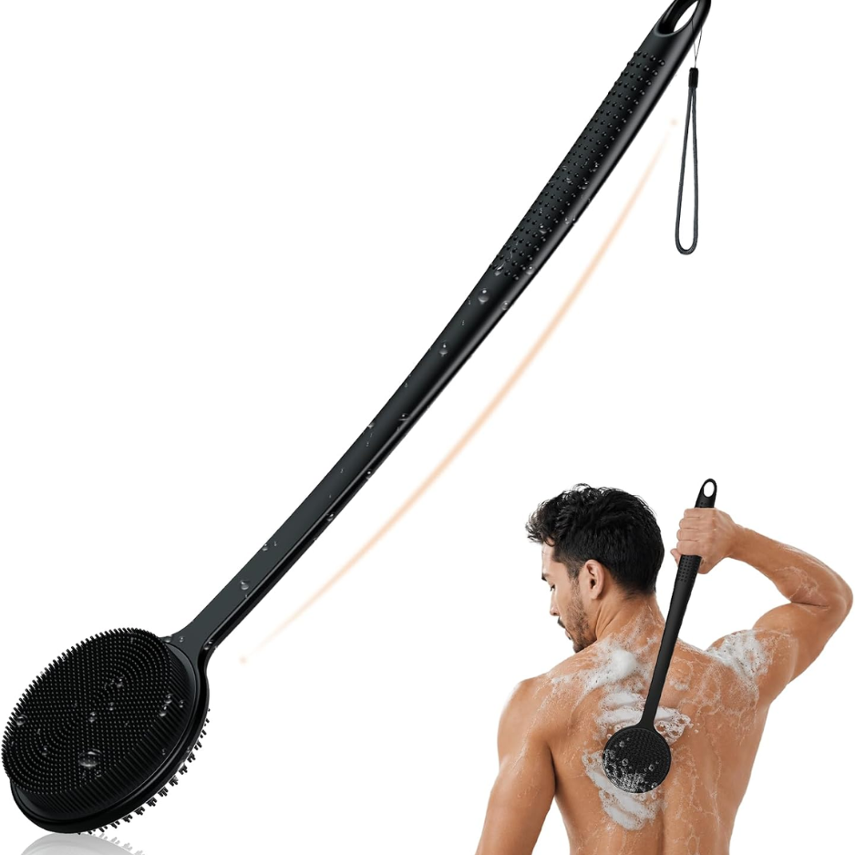 Main product image of Silicone Back Scrubber With Long Handle, Double-Sided Shower Body Brush