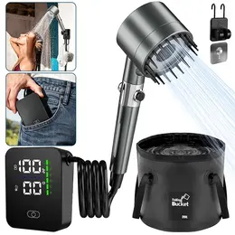 Product image of Portable USB Rechargeable Shower Pump with 20L Collapsible Bucket