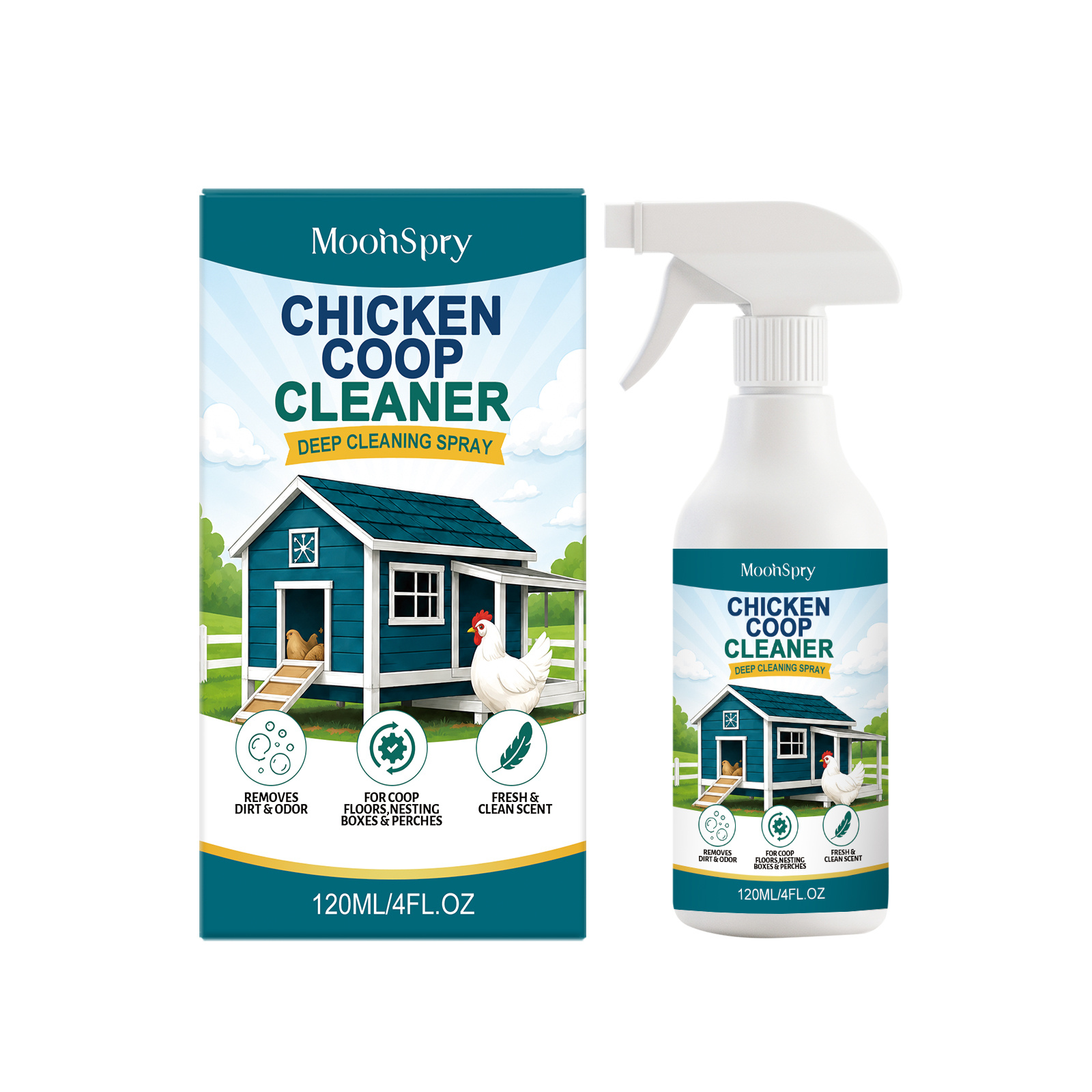 Main product image of MOONSPRY Chicken Coop Cleaner, 120ml, Fresh and Clean, Cleaning Agent for Home Cleaning