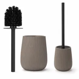 Product image of Gray Striped Domed Toilet Brush Holder