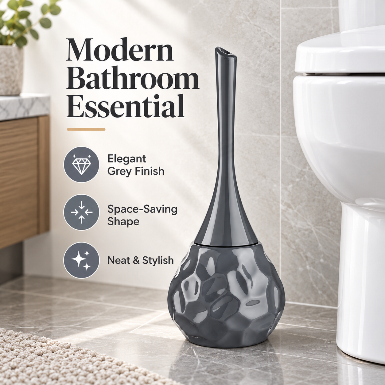 Main product image of Toilet Brush Holder Ceramic Shape Gray