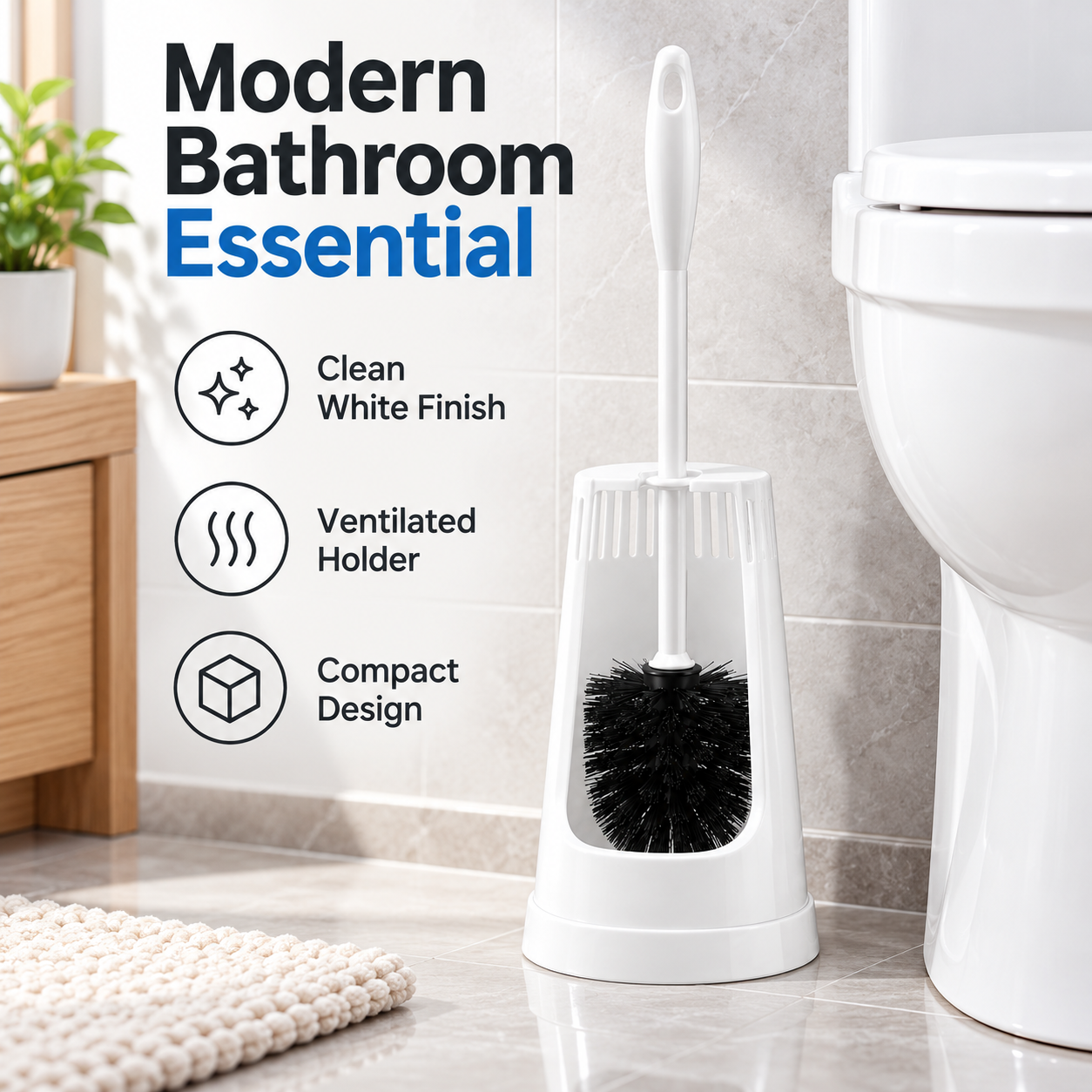 Main product image of Toilet Brush Holder Tall White Black