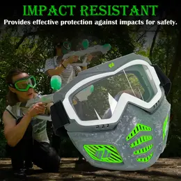 Forbidden To Sell On TK Walmart Amazon Glow In The Dark Elite Face Mask Full Face Tactical Mask With Detachable Goggles Adjustable Headband Vented Jaw Frame Fits All Types Of Faces  Aged 14 Year