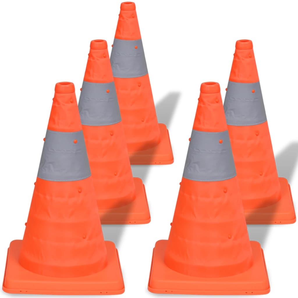 5 Pylons Traffic Cones 42 cm   Foldable Traffic Cones