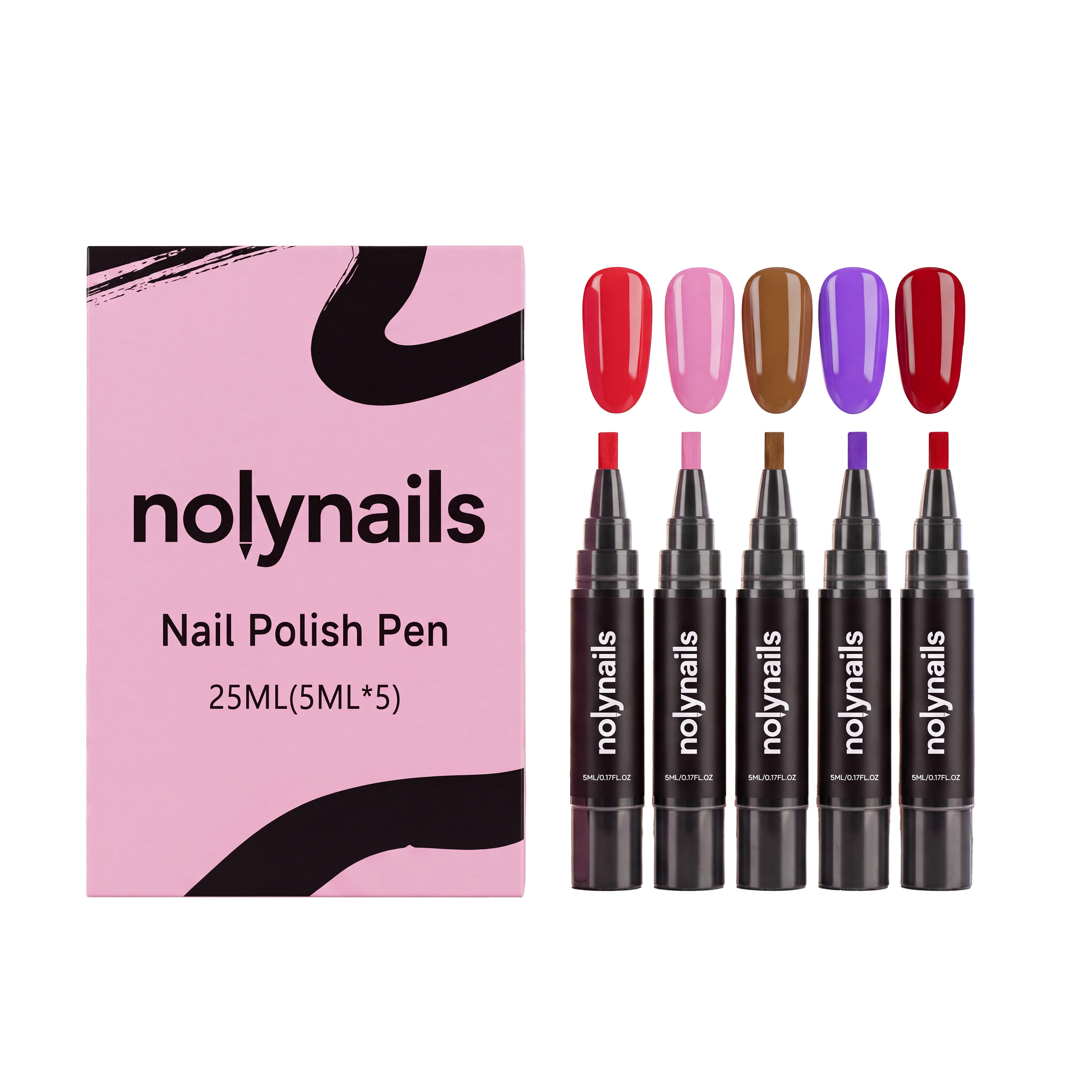 Main product image of AMZ Nail Gel Pen (Colorful) UV-Free Quick-Drying 5-Color Brush Precise Long-Lasting Nail Gel Pen