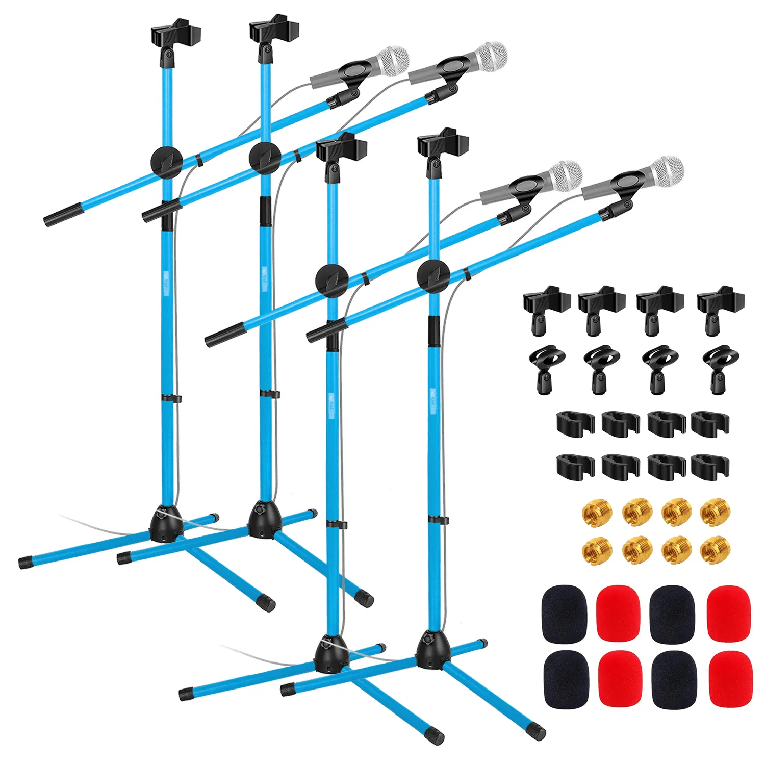Main product image of 5Core Tripod Microphone Stand with Boom Arm, 4-Pack, Adjustable 76-inch