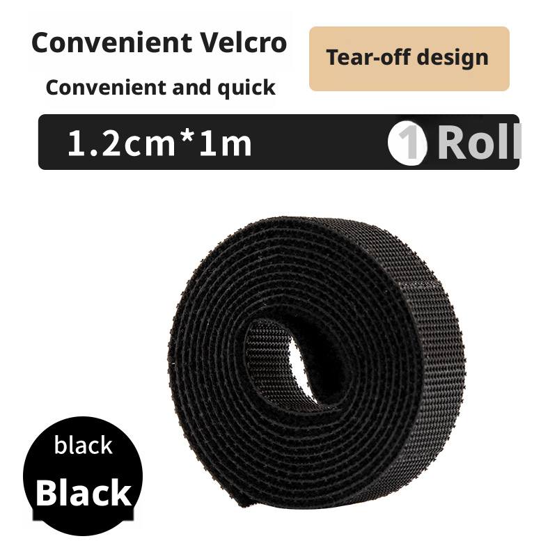 Velcro strap-black width 12mm long 1 meter long-hand-torn model