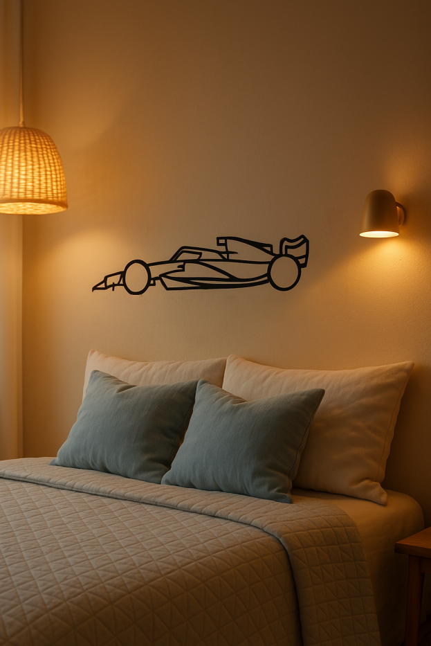 Laser-Cut Metal Wall Art Precise Sports Car Silhouette