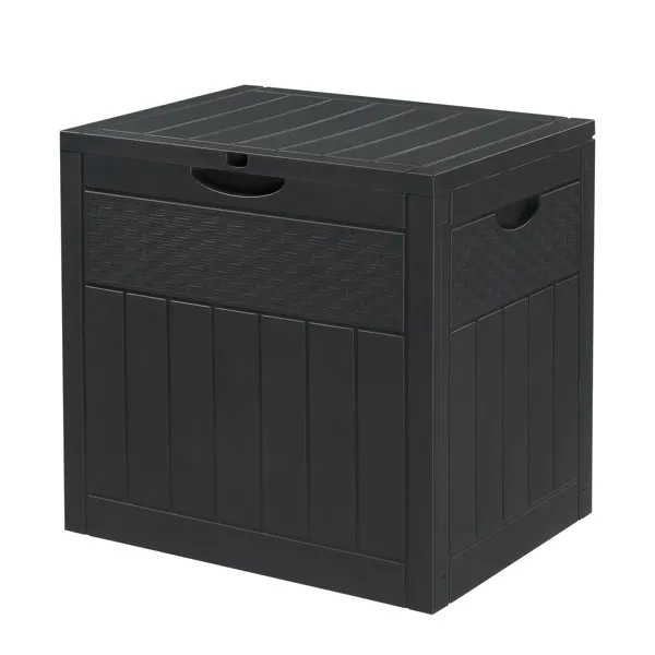 Main product image of 33gal Square Wood & Rattan Plastic Garden Storage Box Gray
