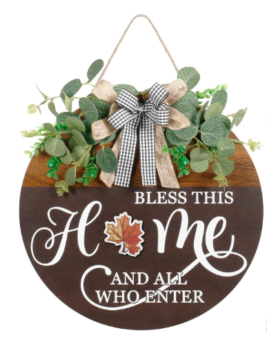 Main product image of Round Wood Welcome Sign, Interchangeable Seasonal Attachments