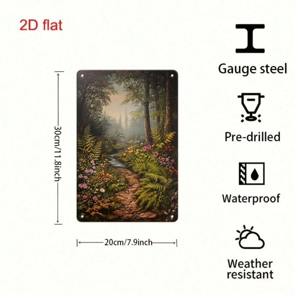 Main product image of Rustproof Metal Sign, Forest Path Graphic, 7.9 x 11.8 inches