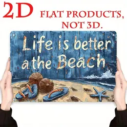 Product image of Flat Metal Sign, Beach Theme, Seashells Design