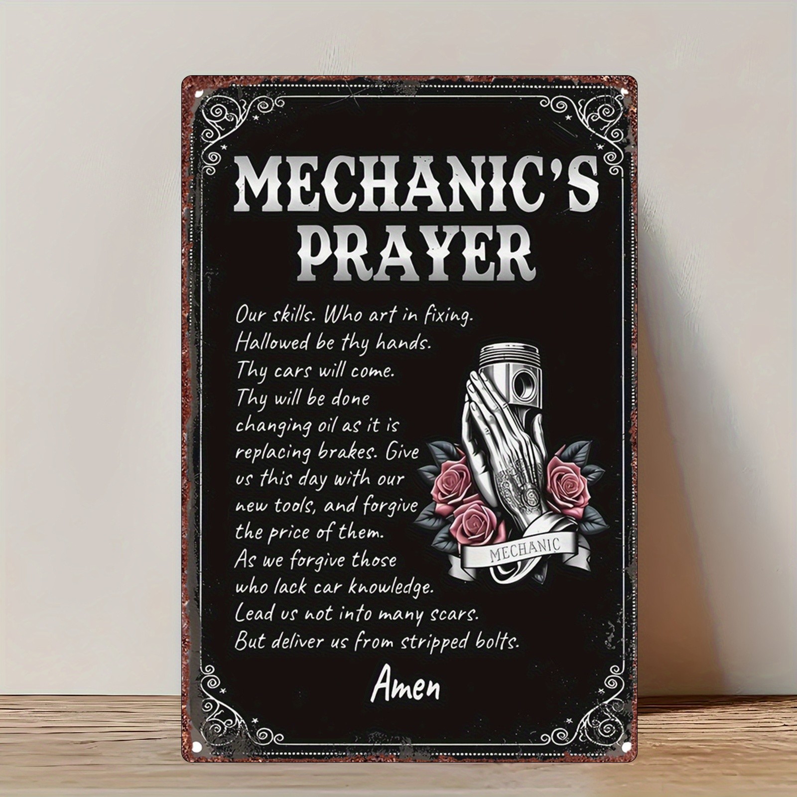 Main product image of Mechanic's Prayer Vintage Automotive Tin Metal Signs Home 8x12