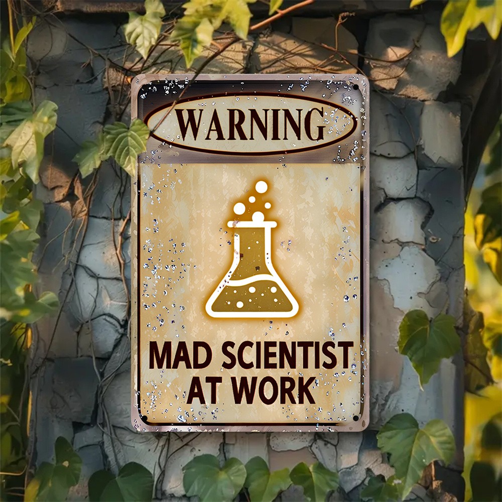 Main product image of Vintage Warning Mad Scientist Metal Sign Retro Science Lab Studio Man Cave Decor