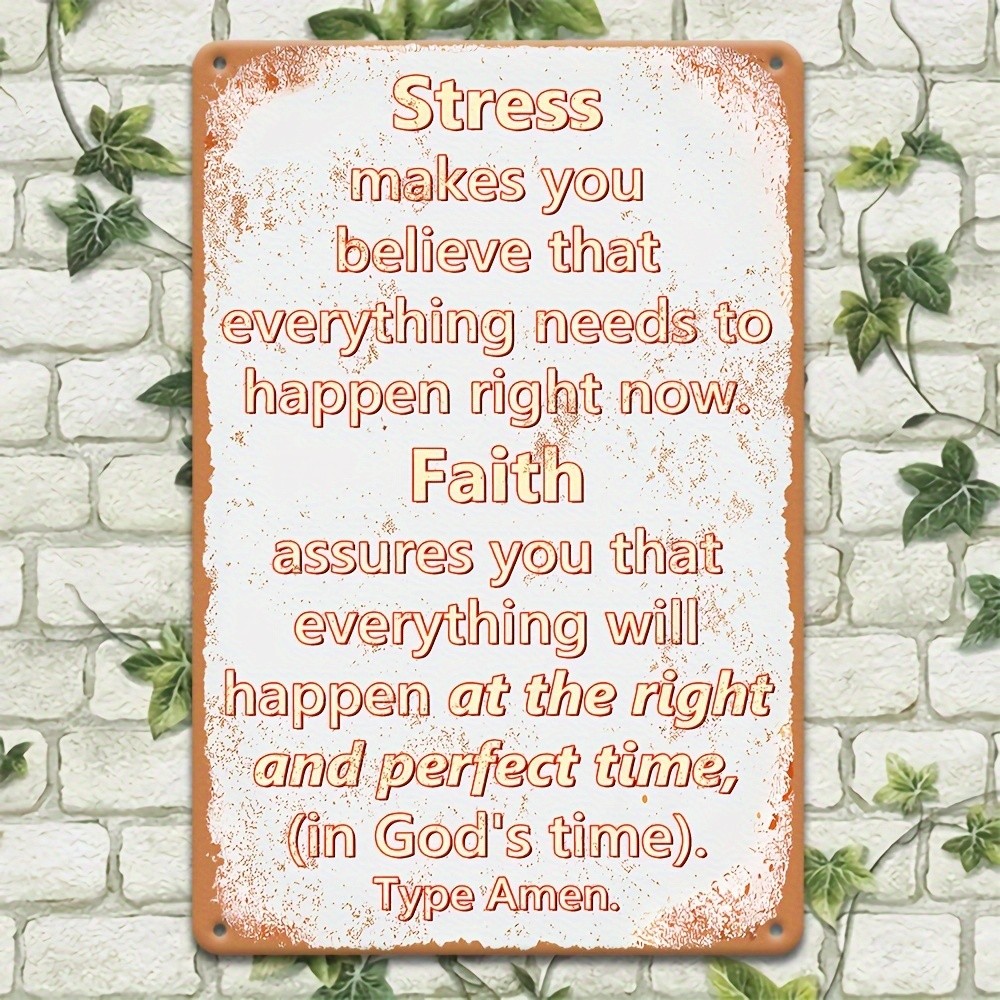 Main product image of Vintage Metal Sign Inspirational Faith Quote Religious Decor Typography Plaque