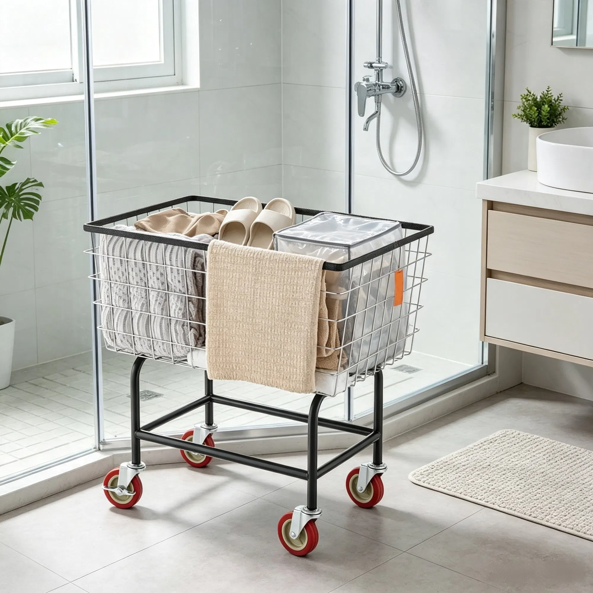 Main product image of Wire Laundry Cart, 2.8 Bushel, 26.7 x 21.7 x 26.4 inches