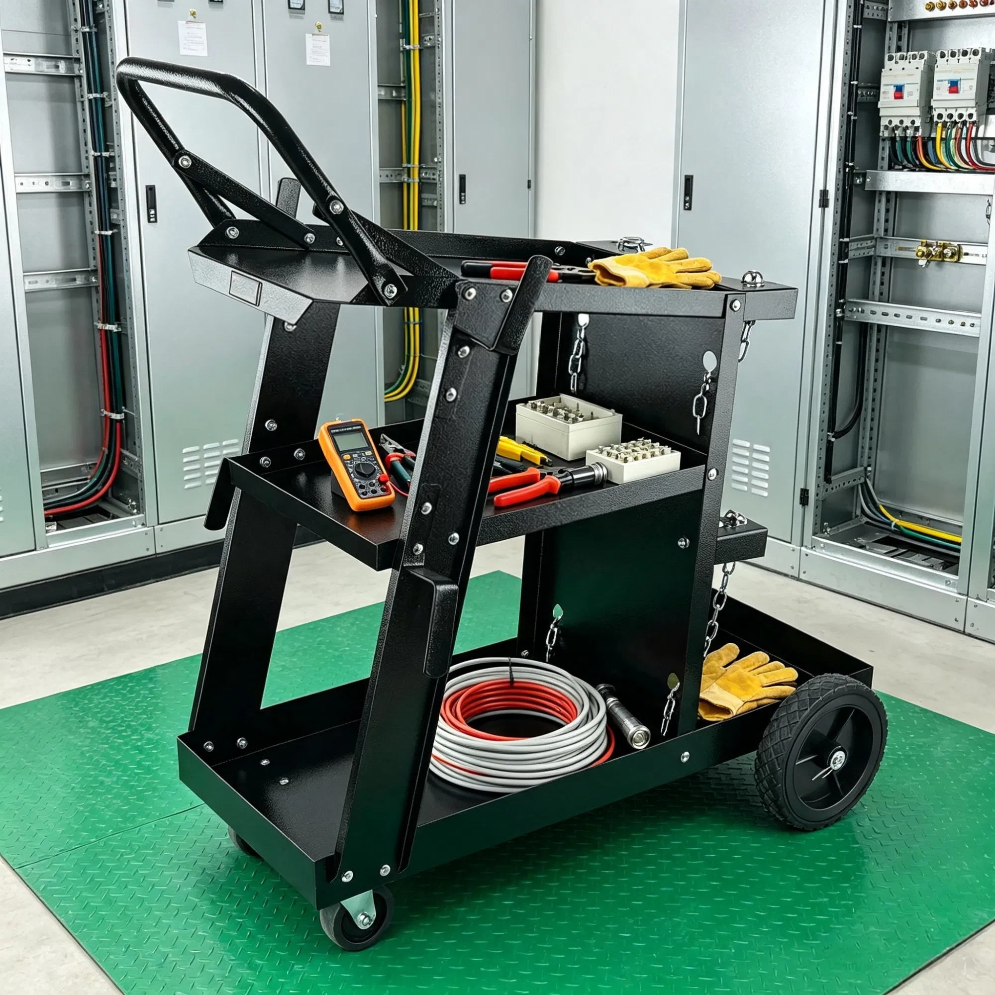 Main product image of 3-Tier Welding Cart, 400 Lbs, Rolling, Swivel Wheels, Tank Chains