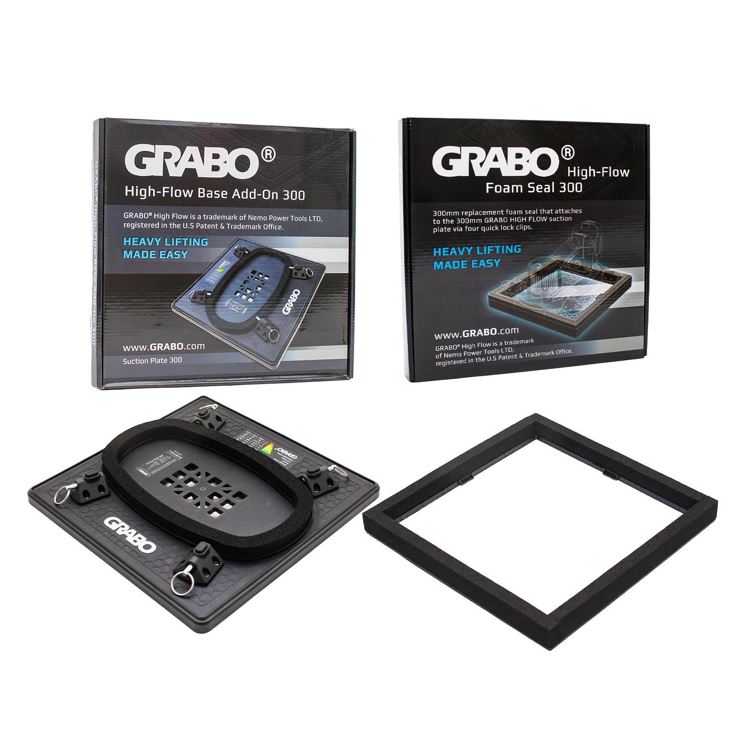 GRABO HighFlow Suction Plate 300 and Foam Seal Kit for Gripsters, 150 lb